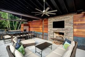 Groove Ceiling Fireplace With Tv Mount