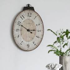 White Thaddeus Oval Wall Clock 35002 Ds