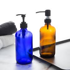 Amber Blue Shampoo Hand Sanitizer Glass