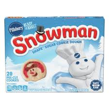 bake sugar cookie dough snowman shape