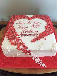 Ten years of togetherness is a huge milestone. 40th Wedding Anniversary Cake Of Hearts And Flowers Ruby Wedding Day 40th 40th Anniversary Cakes 40th Wedding Anniversary Cake Wedding Anniversary Cakes