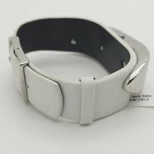 white leather wrist watch