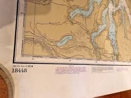 Large Noaa Nautical Chart Map Sea Ocean 44x36 Puget Sound