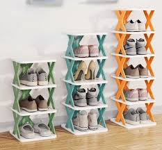 Plastic Shoes Rack Wall Mount 4 Shelves