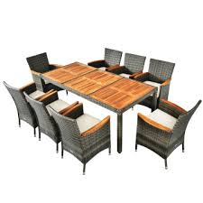 9 Pieces Rattan Patio Dining Set With