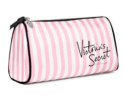 secret makeup bag pink white stripes
