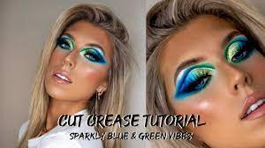 blue green shimmery cut crease