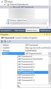 net framework launch condition version