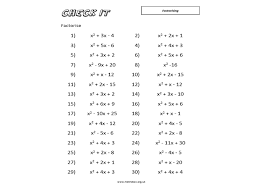 30 question algebra worksheet for