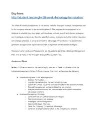 Mgt 498 Week 4 Strategy Formulation