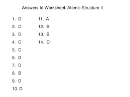 answers to worksheet atomic structure