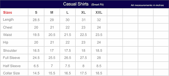 Shirts Size Chart