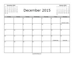 Printable 2015 Calendars With Holidays December 2015