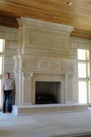 Elegant Limestone Fireplace Mantel