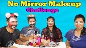 funny no mirror makeup challenge