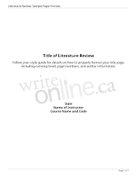 Write Online Literature Review Writing Guide Overview