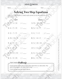 Solving Two Step Equations Solve