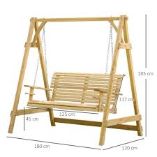 2 Seater Larch Wood Wooden Garden Swing