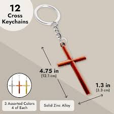 juvale 12 pack metal cross keychains key rings religious door car key holders for easter baptism funeral favors silver copper gold