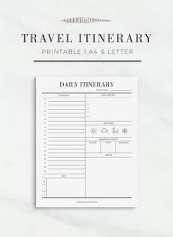 Travel Itinerary Printable Printable Travel Schedule Vacation Day Planner Travel Planning Printable
