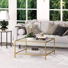In Brass Square Glass Coffee Table