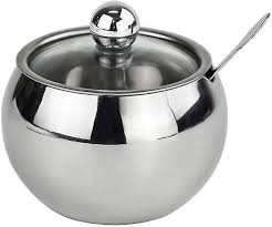 stainless steel sugar bowl with
