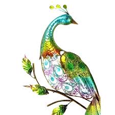 Metal Peacock With Jewel Tail Wall Art
