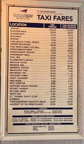 Taxi Rate Chart Was Great Picture Of Sugar Bay Resort