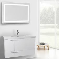 Square, round, or in unusual shapes. 39 Inch Glossy White Bathroom Vanity With Fitted Ceramic Sink Wall Mounted Lighted Mirror Included In 2021 White Vanity Bathroom Bathroom Vanity Modern Bathroom Vanity
