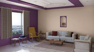 Spacious Living Room With Purple Walls