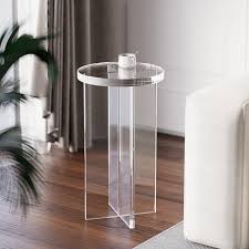 Round Clear Acrylic End Table Modern