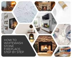 How To Whitewash Stone Fireplace Step