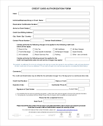 Sample Credit Card Authorization Form 8 Examples In Word Pdf