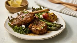 grilled lamb cutlets with grilled peach