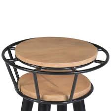 Black Round Wood End Table