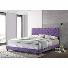 Purple Velvet Upholstered Platform Bed