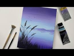 Blue Purple Sunset Acrylic Tutorial