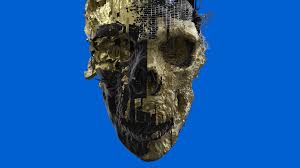 skull paint golden skeleton 3d 4k