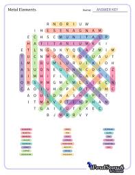 word search puzzle metal elements