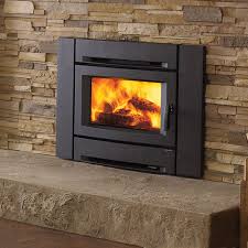 wood burning fireplace insert in the