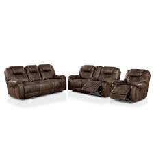 3 piece dark brown reclining sofa set