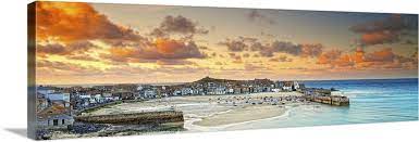 England Cornwall Saint Ives St Ives The Harbor At Sunset Large Solid Faced Canvas Wall Art Print Great Big Canvas