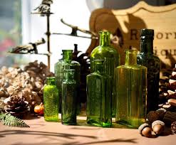 Green Antique Glass Potion Bottle