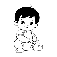 cute baby boy sitting smiling hand