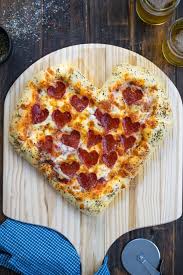 heart shaped pizza with cheese stuffed