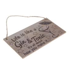 Gin Tonic Rustic Wooden Hanging Sign