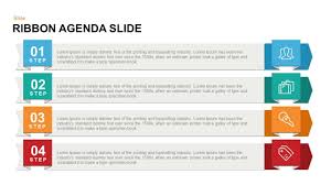 5 Items Ribbon Agenda Slide Template For Powerpoint And Keynote