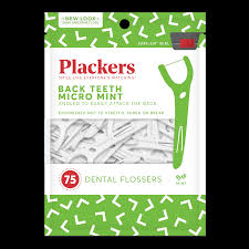 Plackers Back Teeth Micro Mint Dental Floss Picks 75 Count