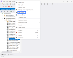 to export sql server data from table