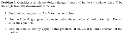 Problem 2 Consider A Simple Pendulum